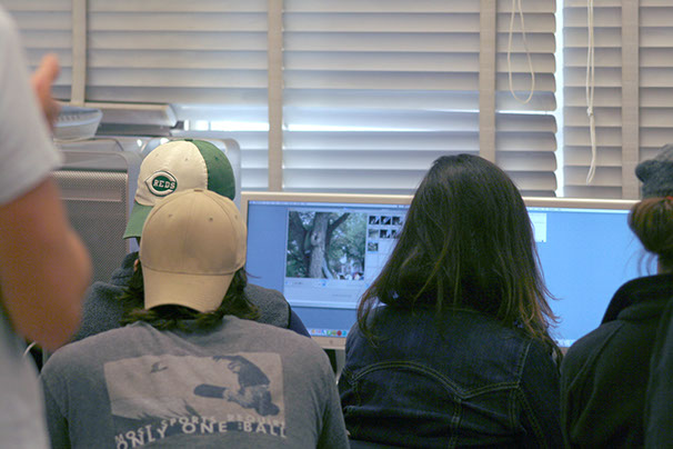 students working collaboratively on a video project at ohio state university